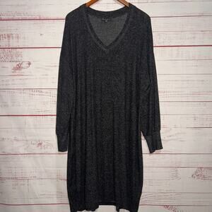 Bobeau Brush Knit Gray Long Sleeved Dress | Women’s 2X